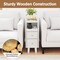 Set of 2 8 Inch Narrow Nightstand with Pull-Out Tray & 2 Drawers, Wooden Bedside Table with Cable Management System, Compact End Table for Bedroom Small Spaces, Brown Finish